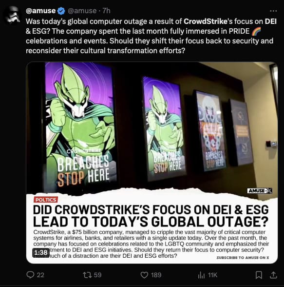 Did a "DEI Programmer" Cause the Crowdstrike Disaster?